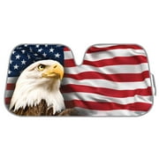 BDK AS-764 USA Patriotic American Eagle Flag Front Windshield Sunshade, Accordion Style Folding