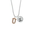 thumbnail image 2 of Delight Jewelry Rose Goldtone Crystal Initial - U - Silvertone Script Initial Disc - Z - Charm Necklace, 20"+3", 2 of 4