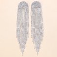 thumbnail image 3 of Pendientes largos con borlas y diamantes de imitación de estilo europeo y americano, pendientes con cadena de garra de diamantes, elegantes pendientes para fiesta de noche, 3 of 5