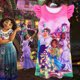thumbnail image 3 of Vestido de princesa para niñas pequeñas, vestido de cuello redondo con mangas cortas y volantes, vestido de niña para usar en casa, camisón, 3 of 7