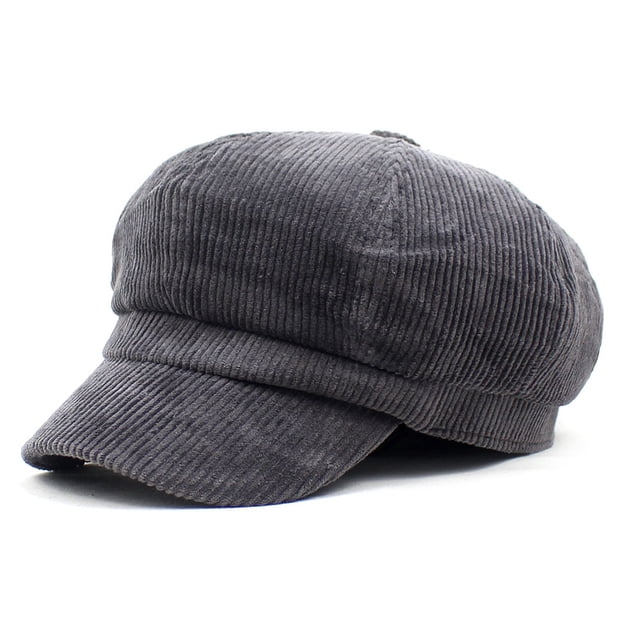 LinYooLi New Light Core Velvet Striped Ladies Hats Retro Curved Cornary Peaked Hat Warm Octopus Hat Cross -Border Hat