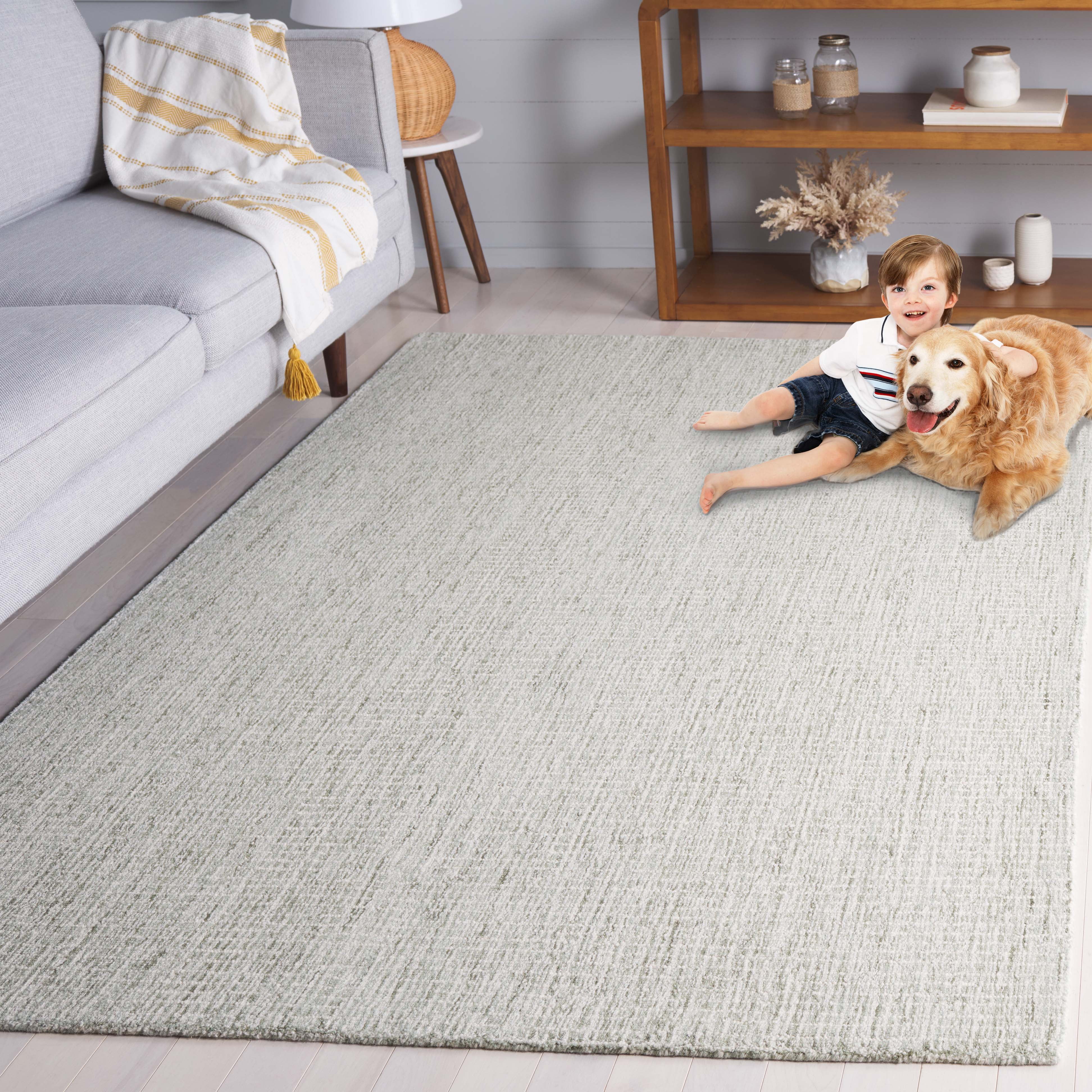 SAFAVIEH Abstract Emely Abstract Wool Area Rug, Sage/Ivory, 8' x 10'