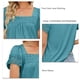 thumbnail image 5 of Camiseta informal holgada de manga corta con ribete de encaje verde pavo real para mujer, 5 of 6