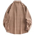 thumbnail image 4 of Uaswgudfs Men's Vintage Plaid Button - Down Flannel Shirt Long Sleeve Oversized Casual Loose Fit for Autumn Winter Warmth Brown XL, 4 of 9