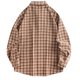 thumbnail image 4 of Mens Casual Manga Corta Botón Abajo Camisas Vintage Comprobar Collar de Solapa Manga Larga Moda Superior, Blusa Elegante, 4 of 9