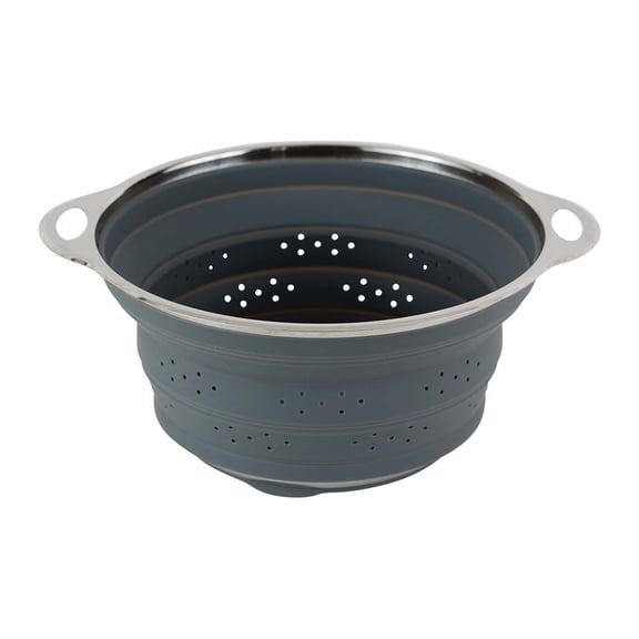 Rsvp International Collapsible Food Colander, Silicone and Stainless Steel, 9.3-Inch