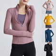 thumbnail image 4 of Chaquetas deportivas para mujer, con cremallera completa, agujeros para el pulgar, bolsillos, runnin Abanopi Chaqueta deportiva, 4 of 7