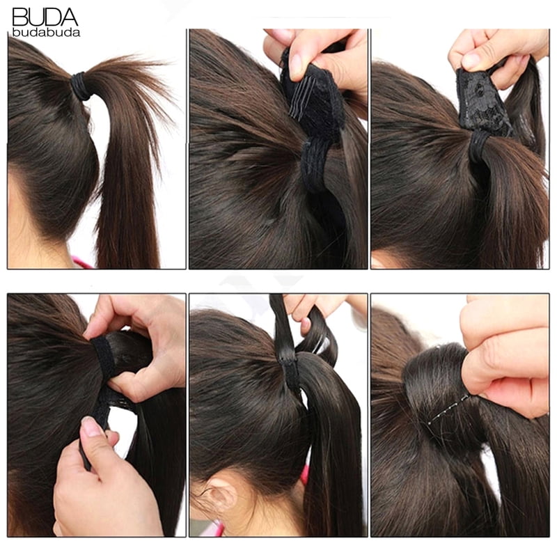22Inch Synthetic Long Straight Ponytail Hair Extension Wrap Around Clip In Ponytail Hair Heat Reistan Pony Tail Hairpiece Blonde