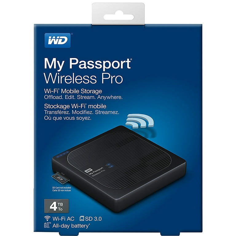 WD My Passport Wireless Pro 4 To Noir (Wi-Fi/USB 3.0/SD-Card