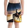 thumbnail image 2 of Cauagu Azure Sky Western Desert Cowboy Print Swim Trunks for Men,Youth Boys Swim Shorts Compression Liner Beach Shorts Boys' Swimming Shorts 7-20 Years Bathing Suit-Small, 2 of 7