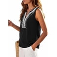 thumbnail image 5 of PRETTYGARDEN Womens Tank Tops Summer Causal V Neck Sleeveless Shirts Floral Print Embroidered Beach Vacation Boho Top, 5 of 7
