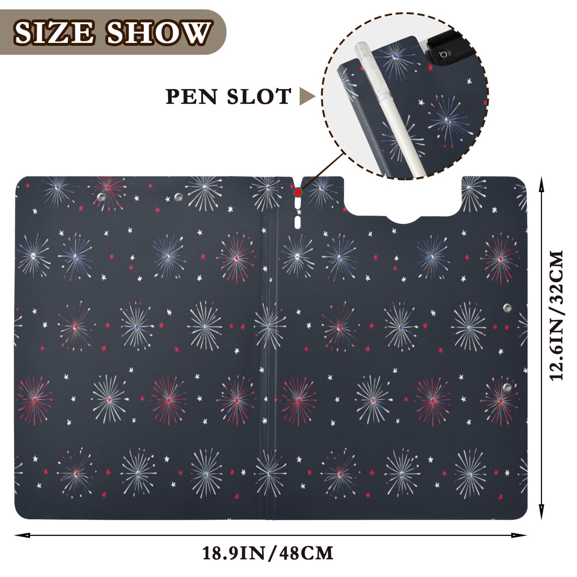 FORMRS A4 Clipboard Folder with Pen Holder Horizontal Foldable School Office Binder, Starry Night Pattern