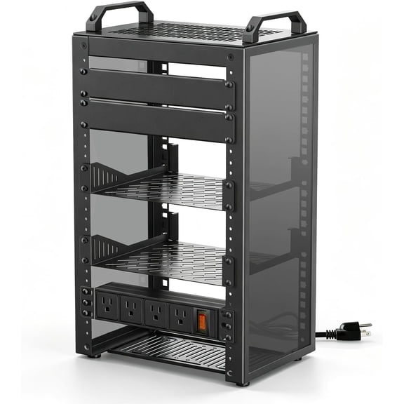10Inch Mini Server Rack,9U Network Rack with Rack PDU Power