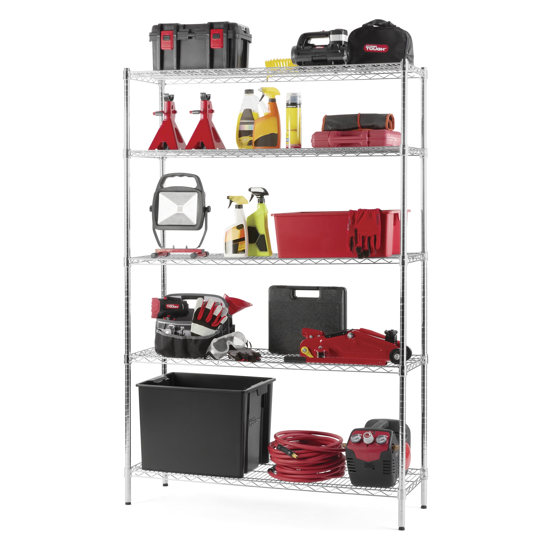 (3 pack) Hyper Tough 5-Tier Multipurpose Wire Shelving Rack, Chrome Color, 3000lbs Load Capacity