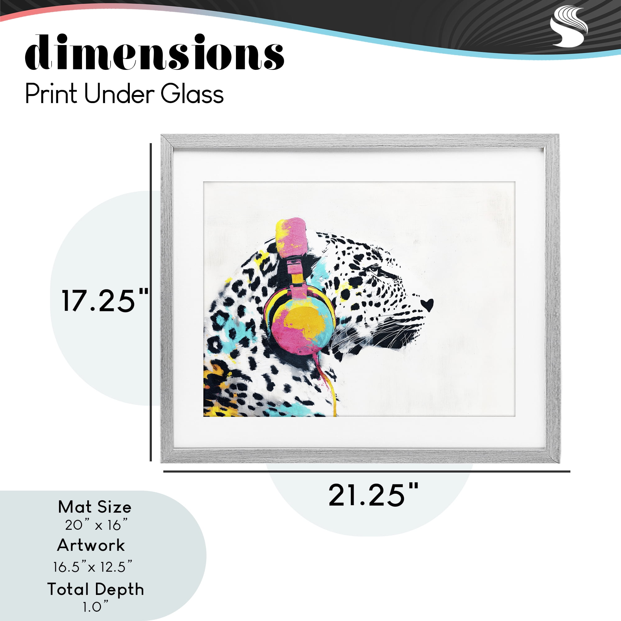 Stupell Industries Leopard On Air Headphones Gray Framed Print Under Glass, design by Svetlana Aleynikova