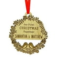 thumbnail image 3 of Our First Christmas Together, Engaged Personalized Christmas Tree Ornament Custom Gift Hanging Wood Engraved Hanging + Gift Box, 3 of 4