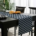thumbnail image 4 of Navy Blue Morocco Cotton Linen Table Runner 16 x 72 inch Modern Farmhouse Minimalist Plaid Non-slip Rectangular Dining Table Decor for Wedding Party Holiday Dinner, 4 of 8