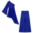 thumbnail image 3 of TiaoBug Womens Liturgical Worship Praise Lyrical Dance Outfits Single Sleeve Dress with Wide Leg Pants Royal Blue XL, 3 of 7