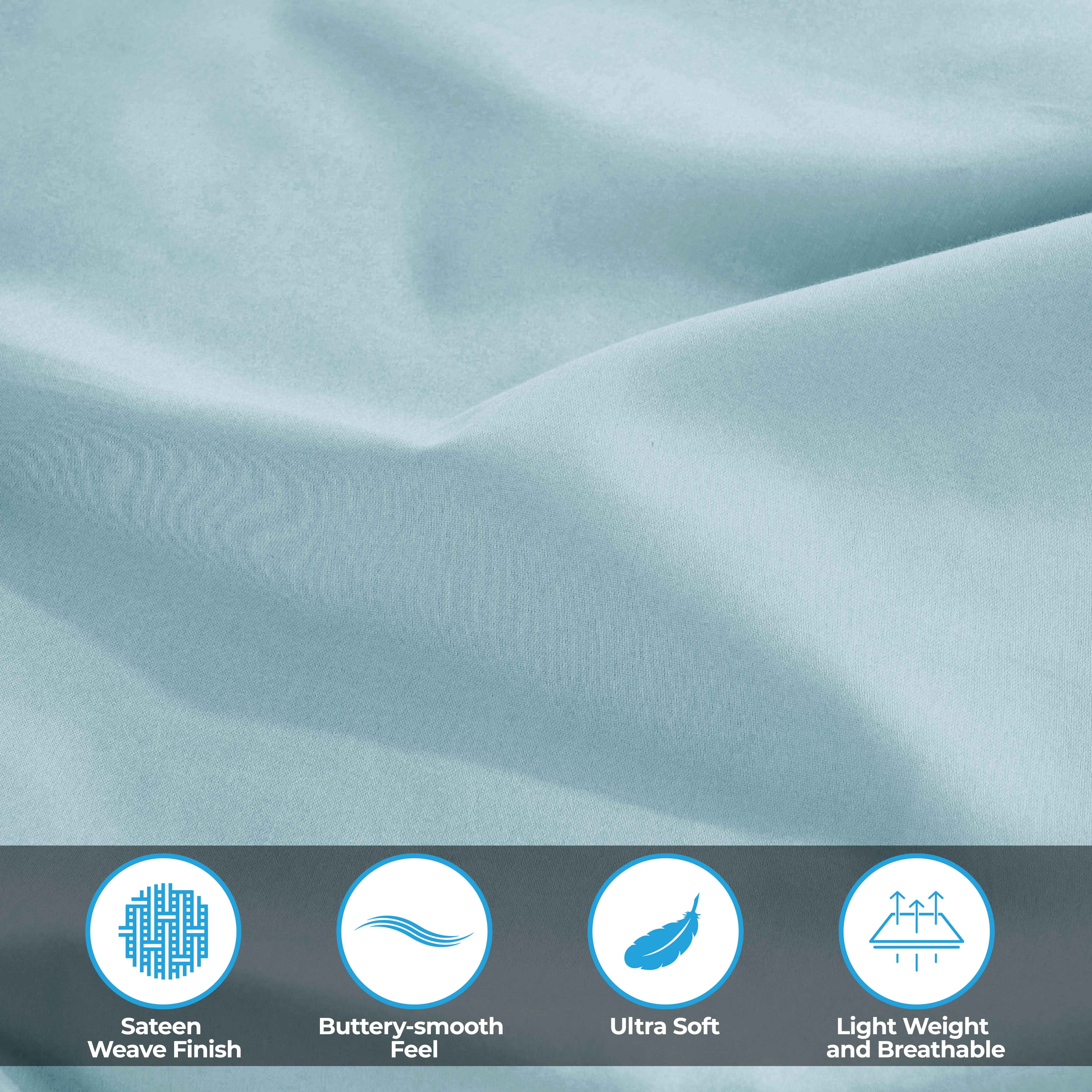 Superior Egyptian Cotton 300 Thread Count Deep Pocket Sheet Set, Full, Light Blue