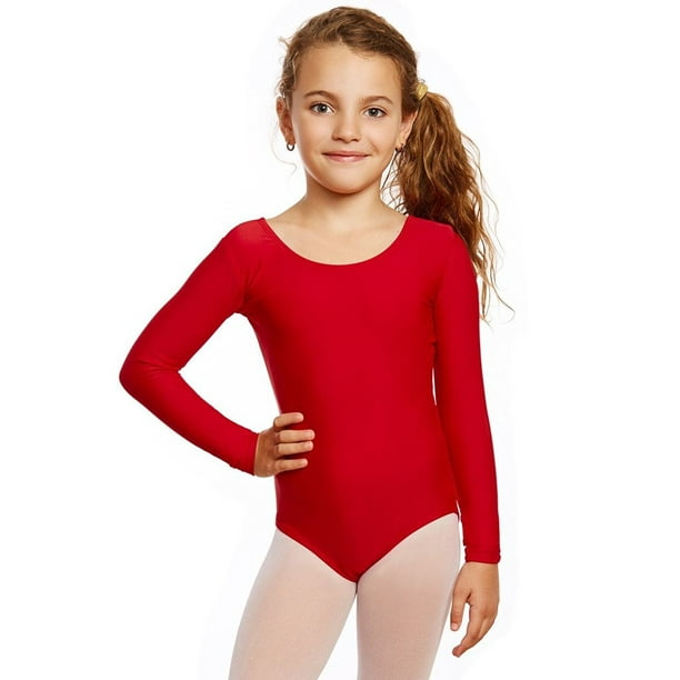 Leveret Girls Leotard Basic Long Sleeve Ballet Dance Leotard Kids