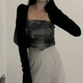 thumbnail image 6 of Women Thumbhole Long Sleeve Bolero Shrug Solid Color Open Front Cropped Cardigan Top Bodycon Slim Fit Sunscreen Arm Cover for Jacket Shirts, 6 of 20