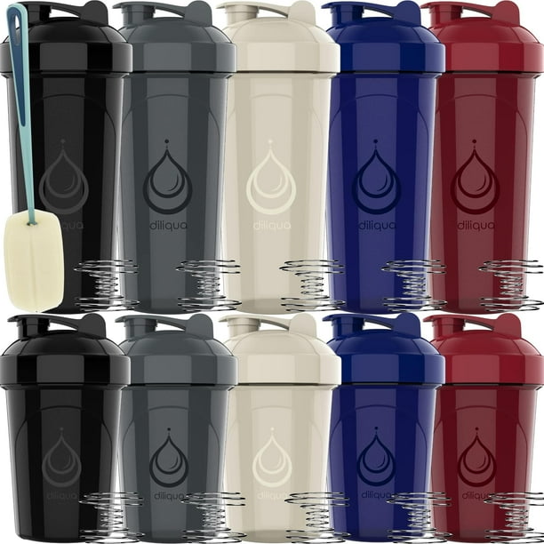 Shaker Bottles diliqua, paquete de 10 unidades, para mezclas de proteínas, 500 ml
