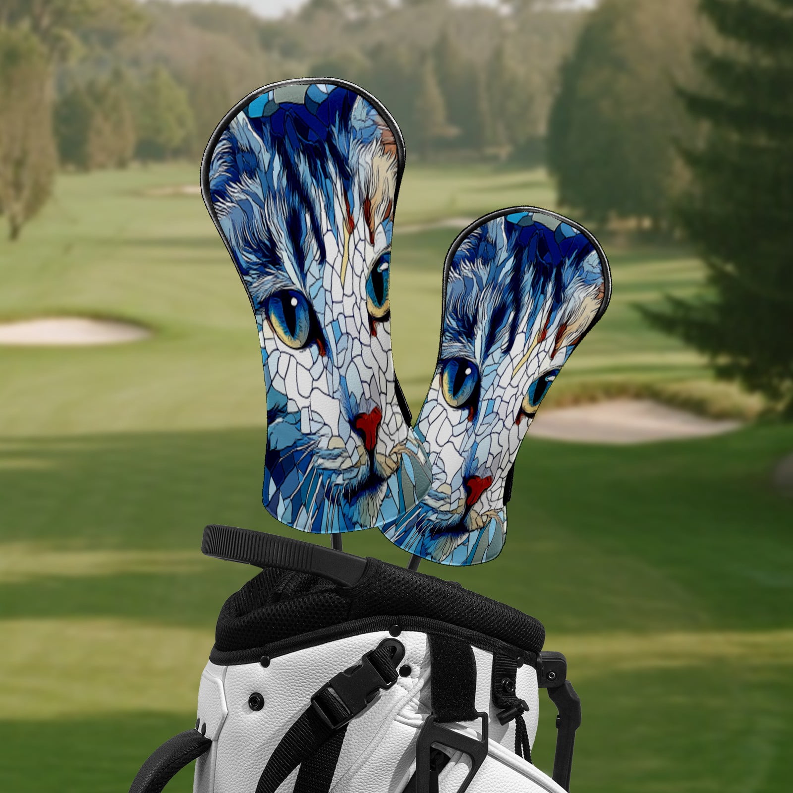 Golf Club Head Covers Cat Premium Plush Velvet Lining, Waterproof Golf Headcovers Driver & Fairway Woods for Scratch Protection Novelty Gift for Men & Women