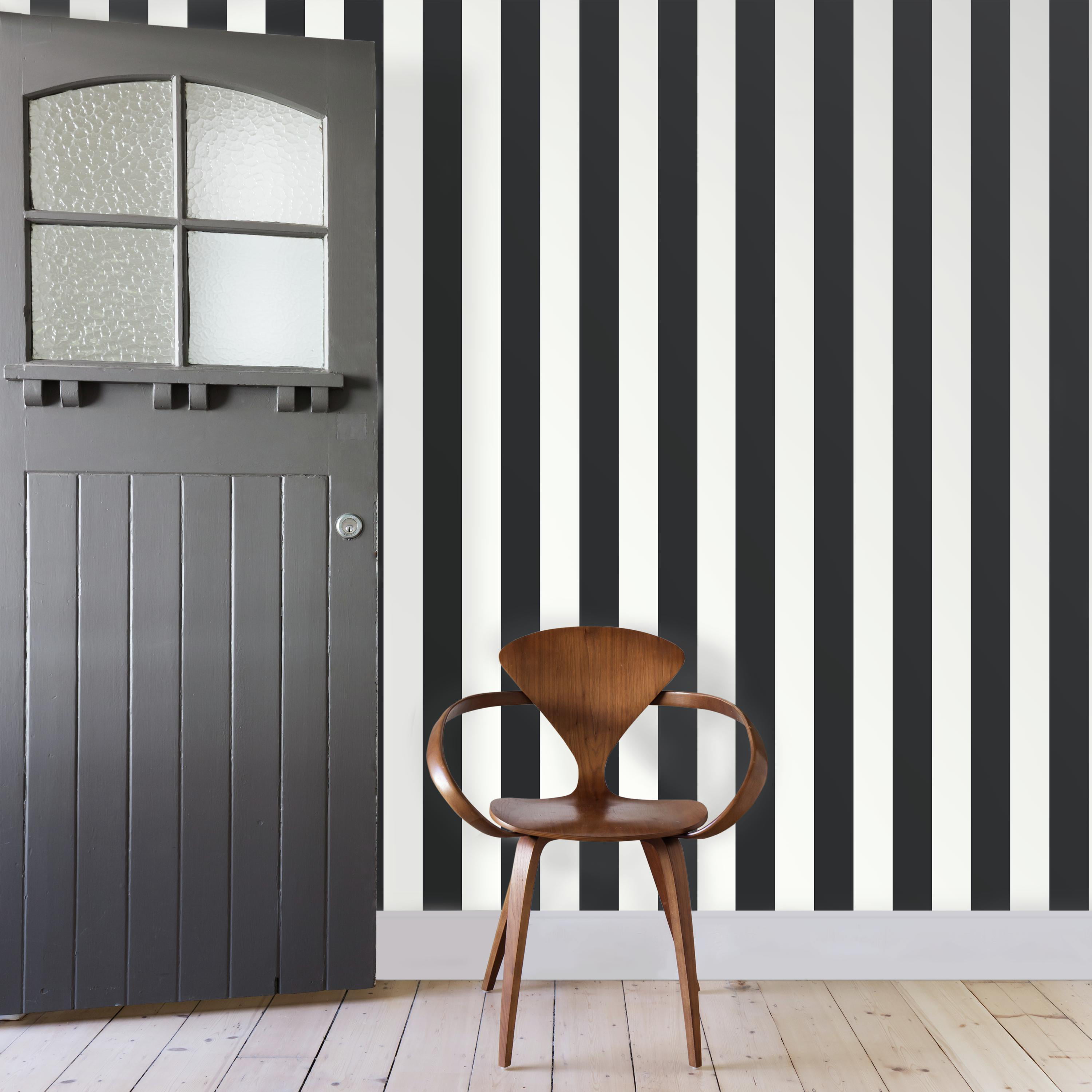 RoomMates Awning Stripe Black Peel & Stick Wallpaper - Walmart.com