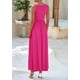 thumbnail image 2 of Vestido largo PRETTYGARDEN para mujer, verano 2025, con volantes, rosa y rojo, 2 of 9