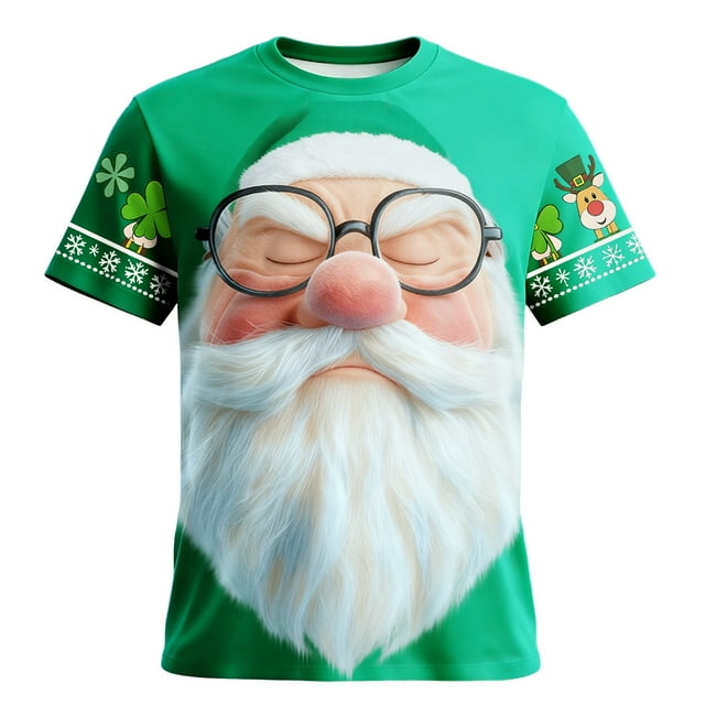 Tops para hombre, blusas y camisas de cuello redondo y manga corta para hombre. Top estampado de manga corta de San Patricio para hombre. Top/camisa de cuello redondo y manga corta para hombre. Tops p