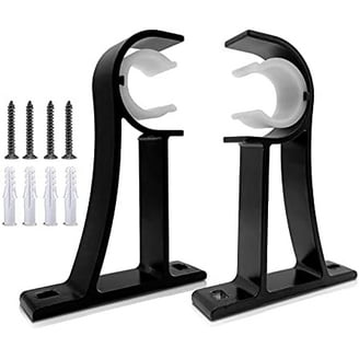 Heavy Duty Curtain Rod Brackets - Adjustable 4-5 Inch Extension - Fits 5/8" To 3/4" Rods - Black Wall Mount (Set Of 2)