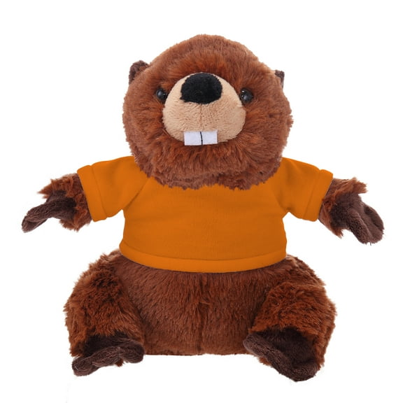 Plushland 8 Inch Floppy Beaver with Tee Plush Stuffed Animal Personalized Gift - Custom Text on Shirt - Great Present for Mothers Day, Valentine Day, Graduation Day, Birthday