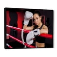 thumbnail image 2 of Designart "Athletic Female Boxer Pose" Boxing Floater Framed Wall Art Living Room, 2 of 5