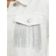 thumbnail image 5 of Chaqueta de mezclilla con flecos de manga larga y dobladillo deshilachado para mujer INSPIRE CHIC, corta, talla 2XL, blanca, 5 of 6