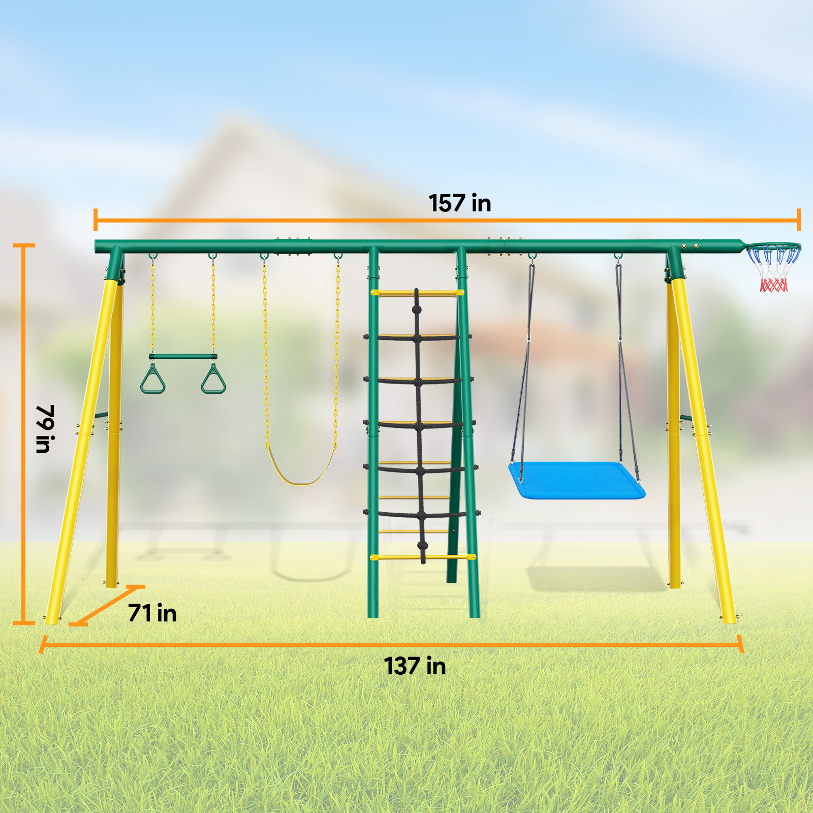 Easoger Swing Set with Climber and Basketball Hoop photo 6