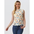 thumbnail image 4 of Blusa elegante Allegra K Sin mangas Vintage de la Década de 1950 con volantes para Oficina de Negocios Mujer Blanco Azul Floral XL, 4 of 6