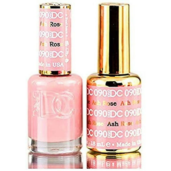 DND DC Pinks GEL POLISH DUO, Gel Lacquer 0.5 oz   Matching Nail Polish Color 0.5 oz, Daisy Nails (with bonus side Glitter) Made in USA (Ash Rose (090))