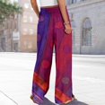 thumbnail image 4 of Minjewel Palazzo Pants for Women Print Wide Leg - High Waist Casual Trousers with Pockets Elastic, Wide Leg Pants for Women Boho Summer Trousers, Pants for Women for Beach Daily,Camel 2XL, 4 of 7