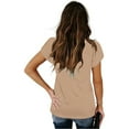 thumbnail image 4 of Youyipin women's tops Petal Sleeve Tops Summer Short Sleeve V Neck Criss Cross Tee Sexy Casual Basic T Shirts Blouses basic tees for women, 4 of 7