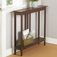 Slim Entryway Home Accent Table with Antique Finish Dark Brown