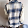 thumbnail image 6 of Women'S Flannel Button Down Fleece Jacket Fall Fuzzy Lapel Long Sleeves Plaid Blouse Jacket Winter Light Coats Blue XL, 6 of 9