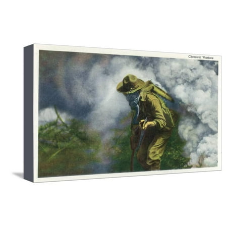 Chemical Soldier US Army - Soldier in Gas Mask, Chemical Warfare Stretched Canvas Print Wall Art By Lantern Press ()