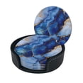 thumbnail image 2 of 6 Pce Leather Coasters 3.9in With Coasters Storage Box Antifouling And Antiscalding For Dining Room Kitchen Office Bedroom Living Room Blue And White Gold Marble, 2 of 8