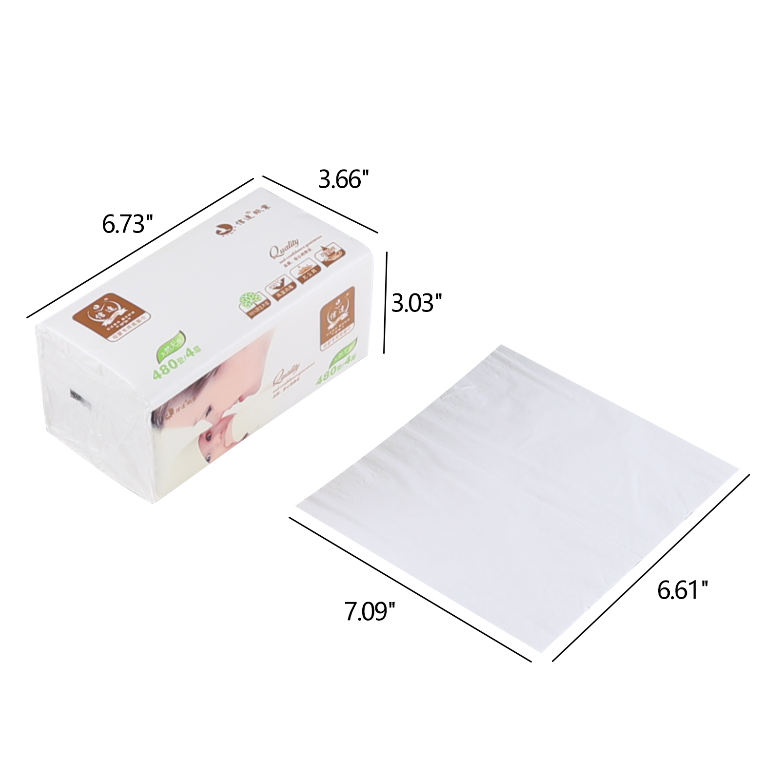Qskely 40-Pack Household Facial Tissues, 4-Ply Soft Facial Napkins, 120 Sheets Per Pack