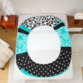 thumbnail image 5 of Feelyou Cyan Damask Floral Bed Sheets, Leopard Cheetah Print King Sheets, Fashion Cycle Polkadots Sheet Set, Super Cozy Room Decor, 4pcs, 5 of 7