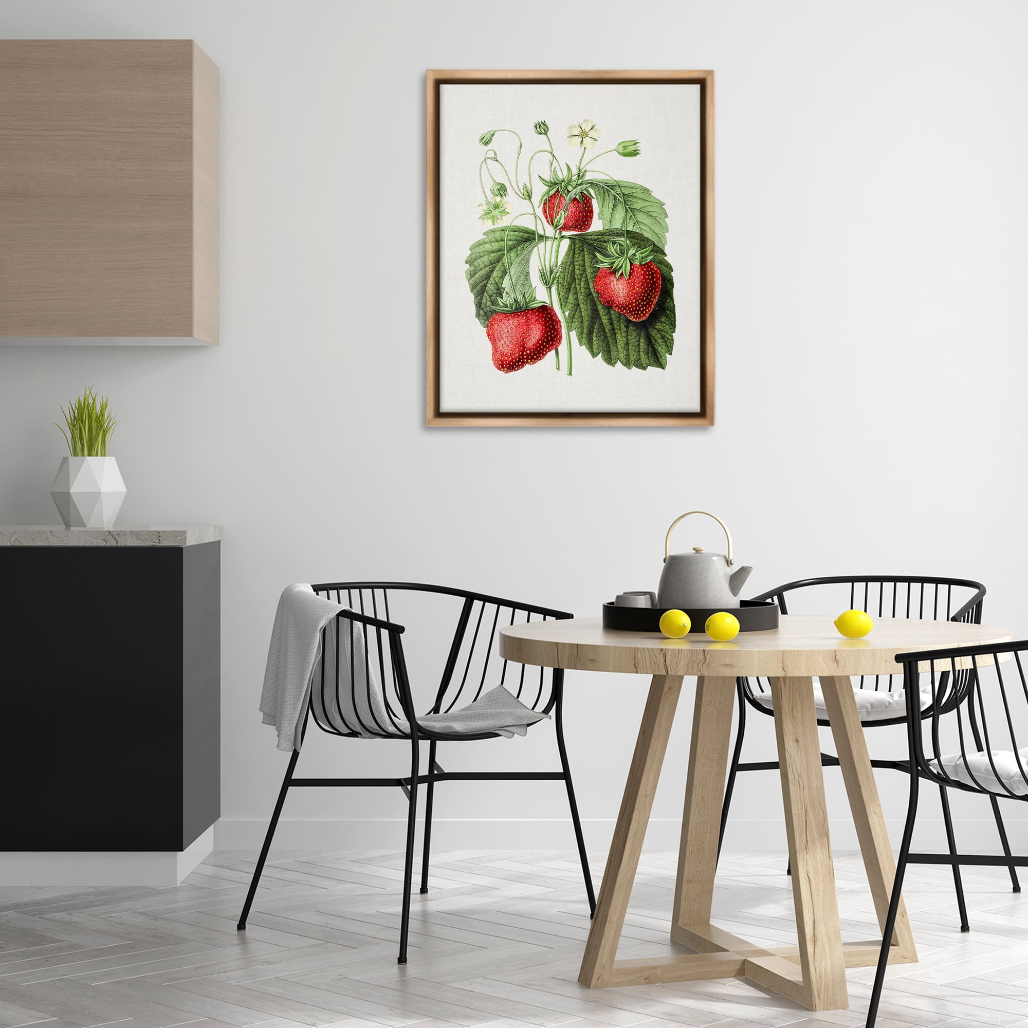 Stupell Industries Vintage Strawberries Study Food & Beverage Painting Brown Floater Framed Art Print Wall Art, 25 x 31