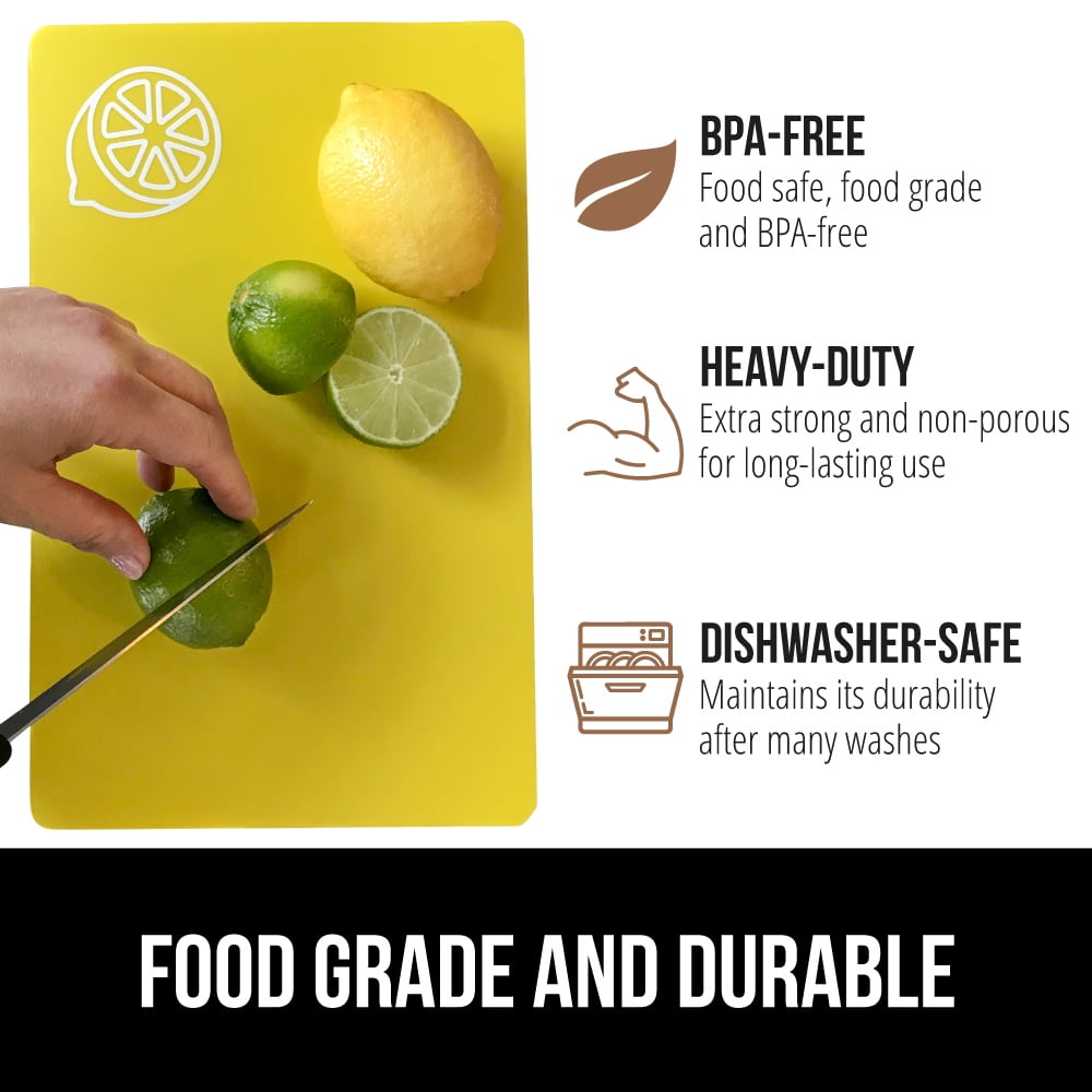 GORILLA GRIP Cutting Board Set of 4, Flexible, Durable Plastic Chopping Mats, 15x12, Multicolor
