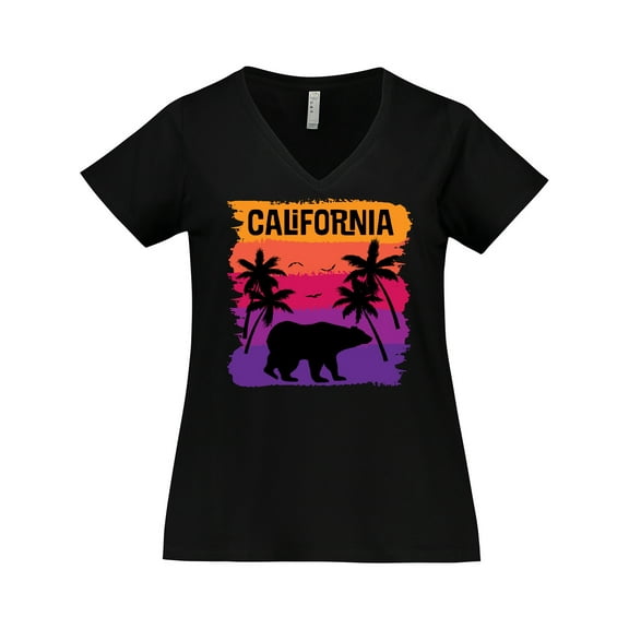Inktastic California Sunset Vacation Beach Women's Plus Size V-Neck T-Shirt