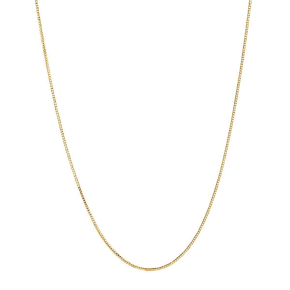 0.6mm 10k Yellow Solid Gold Mirror Box Chain Necklace