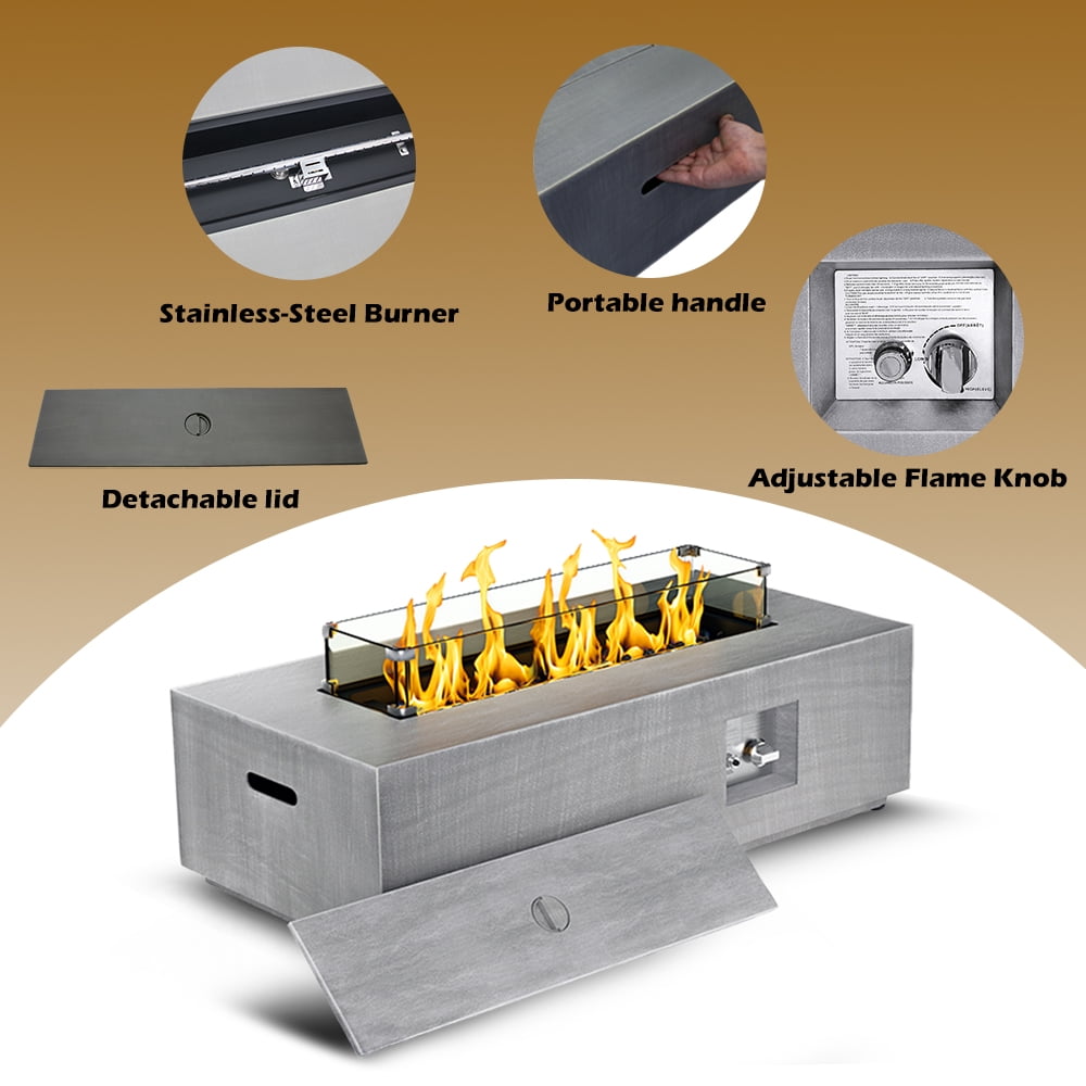 ConToose Outdoor Propane Fire Pit – Bottom RGB Light Strip, Pulse Ignition, CSA-Certified & All-Weather Kit Included